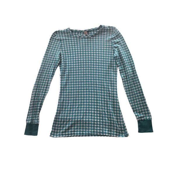 BKE Fitted Shirt Women‎ Sz M Long Sleeve Aqua Blue And White - Picture 1 of 6